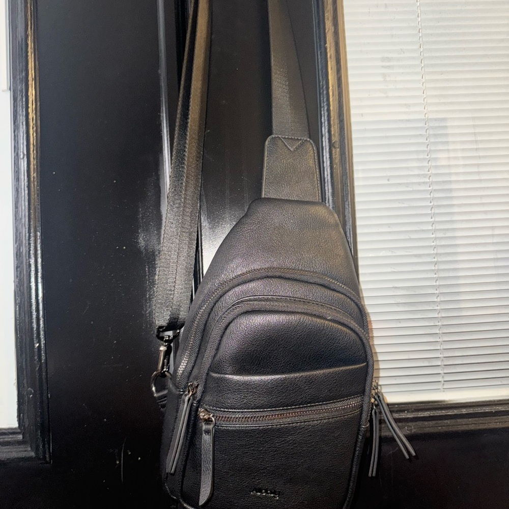 Black Leather Sling Bag